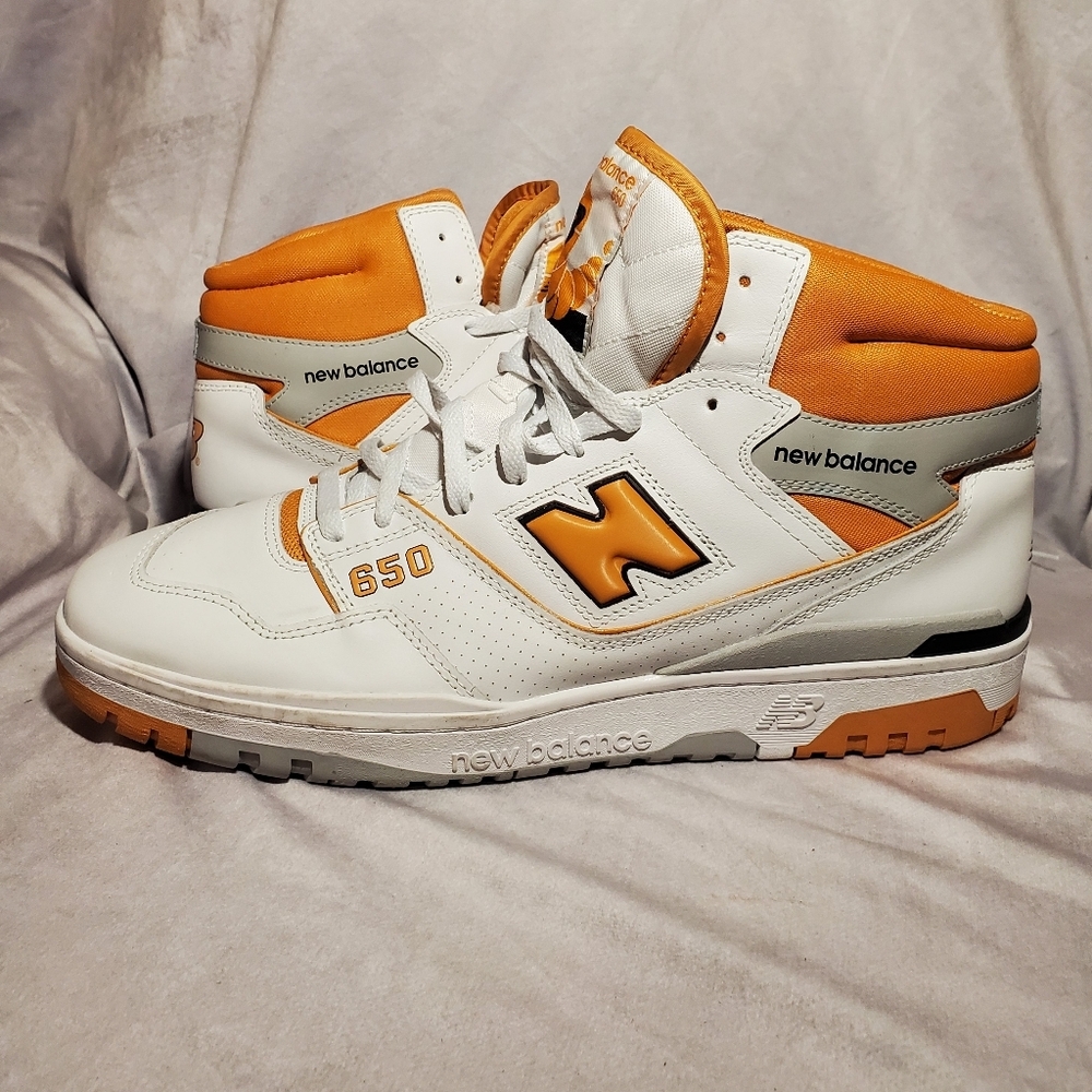 New Balance 650 White and Orange Sneakers